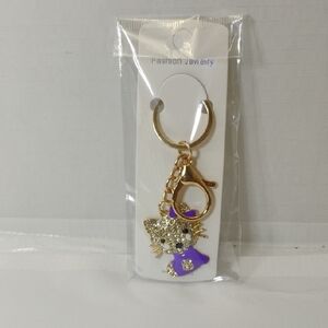 Gold and Purple Cat Keychain